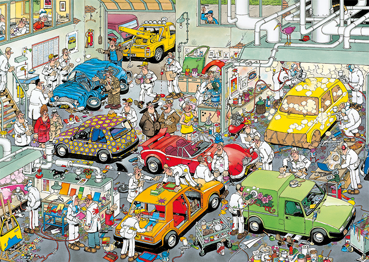 Jan van Haasteren - In the car respraying shop (500 pieces)